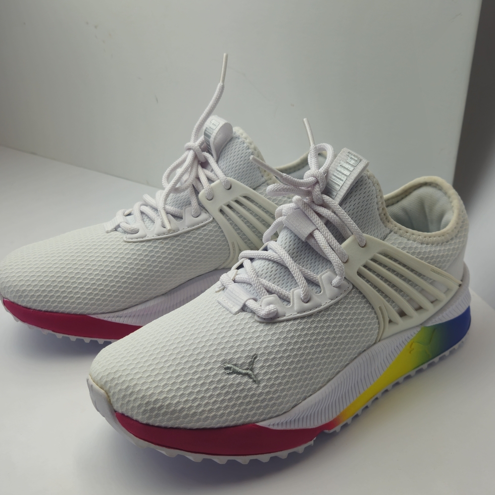 Puma White Sneakers with Colorful Sole
